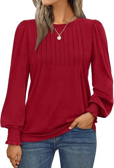 Red Long Sleeve Blouse image 5